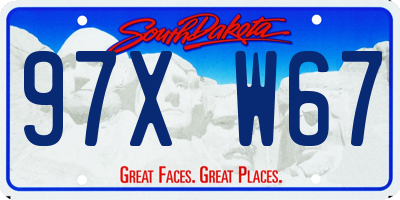 SD license plate 97XW67