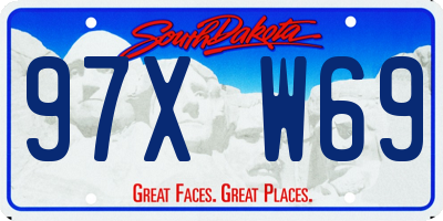 SD license plate 97XW69