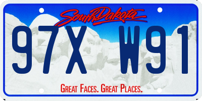 SD license plate 97XW91