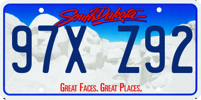 SD license plate 97XZ92