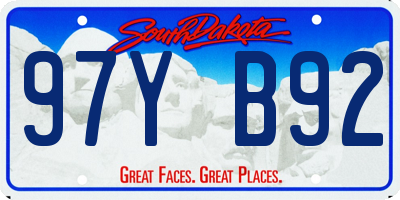 SD license plate 97YB92