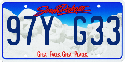 SD license plate 97YG33