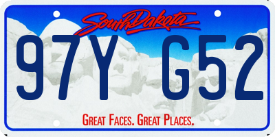 SD license plate 97YG52