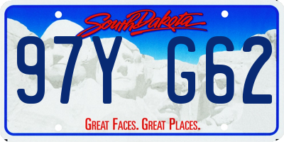 SD license plate 97YG62