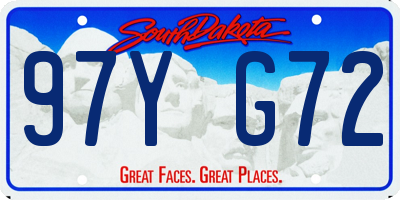 SD license plate 97YG72