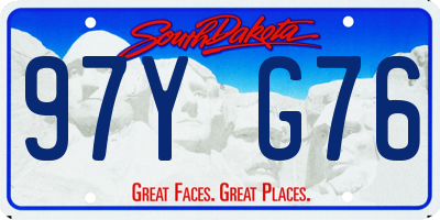 SD license plate 97YG76