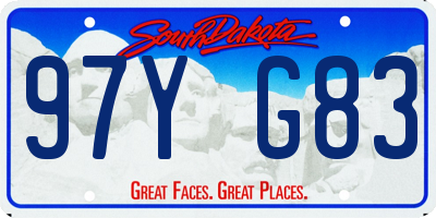 SD license plate 97YG83