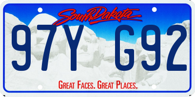 SD license plate 97YG92