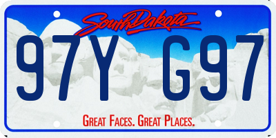 SD license plate 97YG97