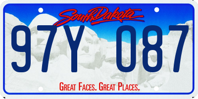 SD license plate 97YO87