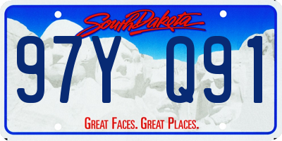 SD license plate 97YQ91