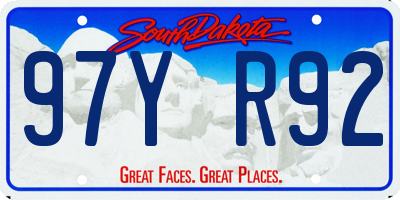 SD license plate 97YR92