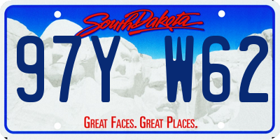 SD license plate 97YW62