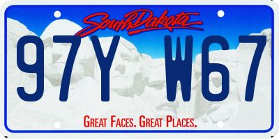 SD license plate 97YW67