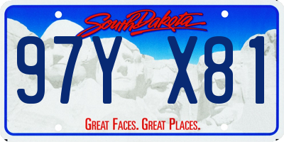 SD license plate 97YX81