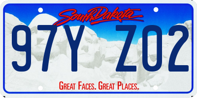 SD license plate 97YZ02