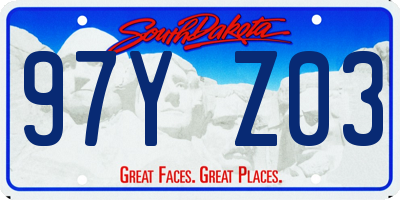 SD license plate 97YZ03