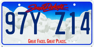 SD license plate 97YZ14