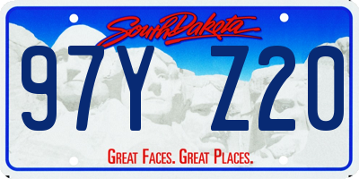 SD license plate 97YZ20