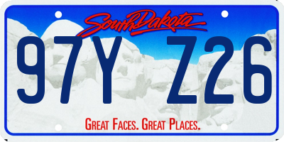 SD license plate 97YZ26