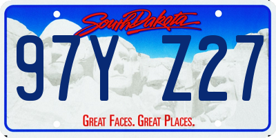SD license plate 97YZ27