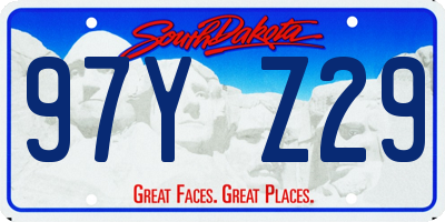SD license plate 97YZ29