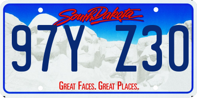SD license plate 97YZ30