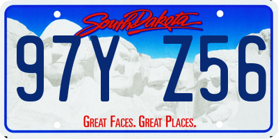 SD license plate 97YZ56
