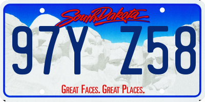 SD license plate 97YZ58