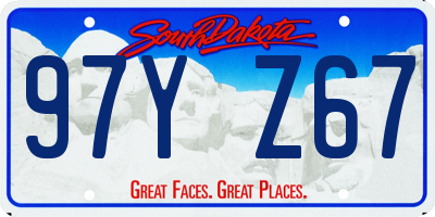 SD license plate 97YZ67