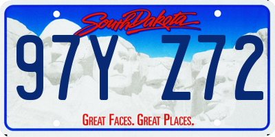 SD license plate 97YZ72