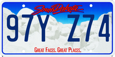 SD license plate 97YZ74