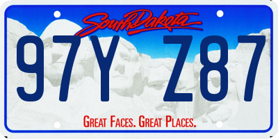 SD license plate 97YZ87