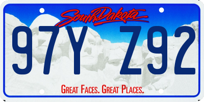 SD license plate 97YZ92
