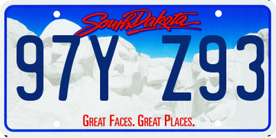 SD license plate 97YZ93