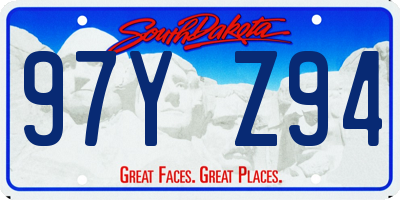 SD license plate 97YZ94
