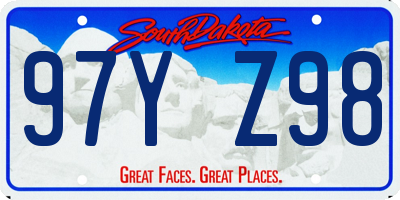 SD license plate 97YZ98