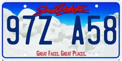 SD license plate 97ZA58