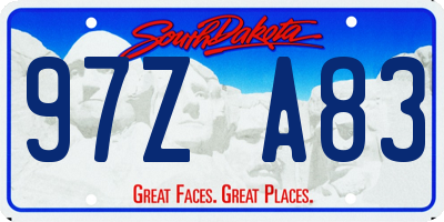 SD license plate 97ZA83