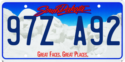 SD license plate 97ZA92