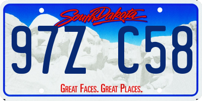 SD license plate 97ZC58