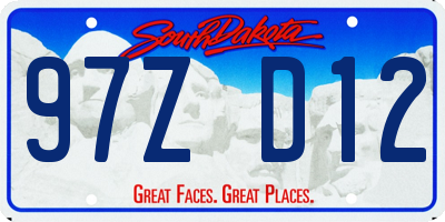 SD license plate 97ZD12