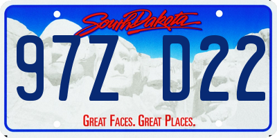 SD license plate 97ZD22
