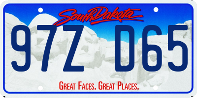 SD license plate 97ZD65