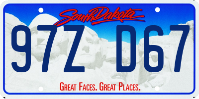 SD license plate 97ZD67