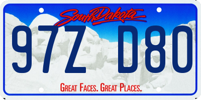 SD license plate 97ZD80