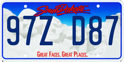 SD license plate 97ZD87