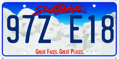 SD license plate 97ZE18