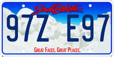 SD license plate 97ZE97