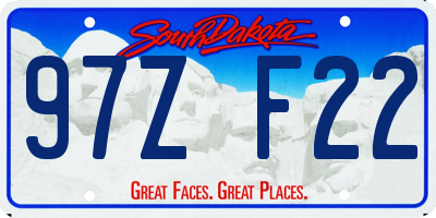SD license plate 97ZF22